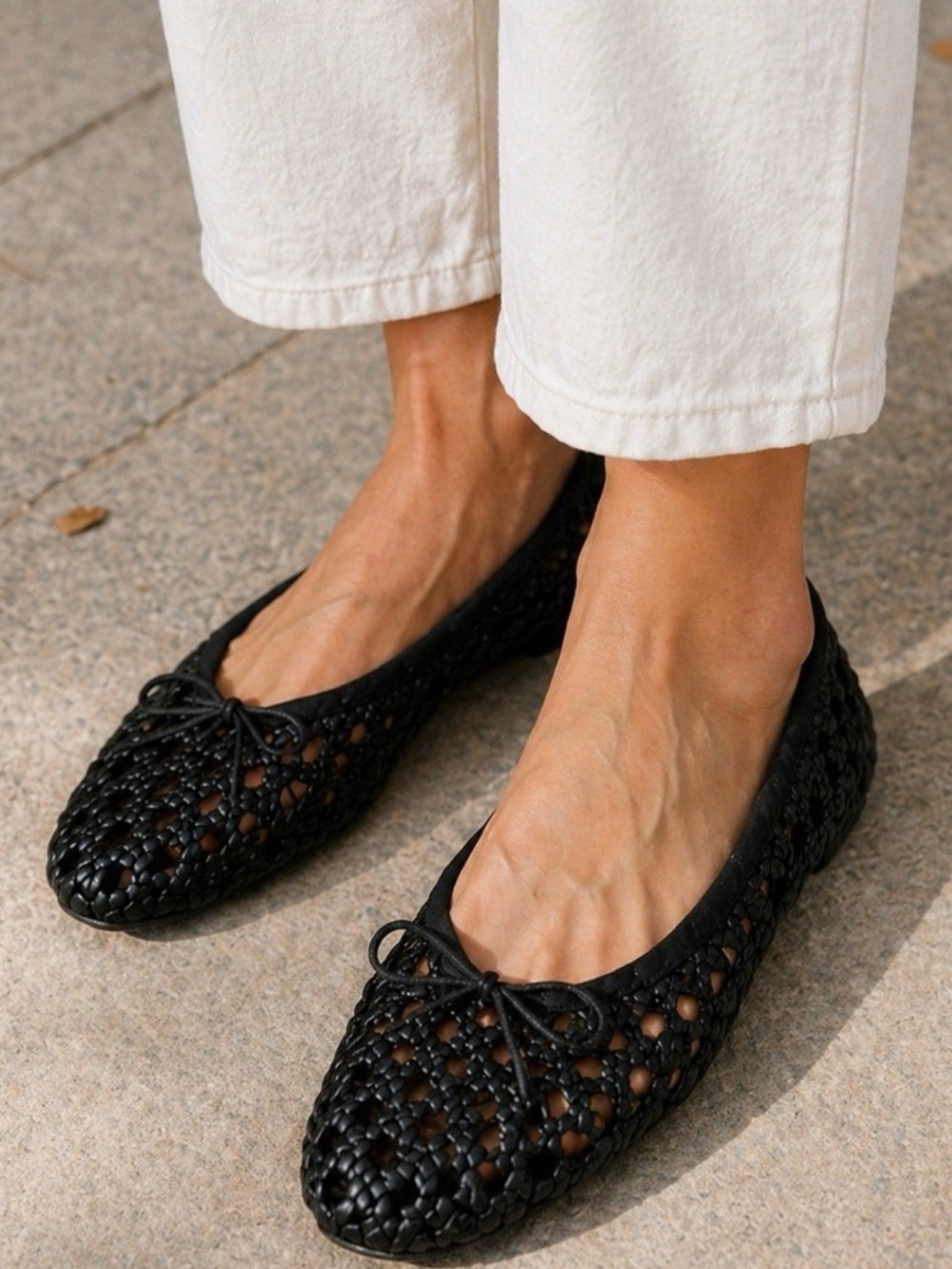 Pilcro Woven Leather Ballet Flats Black Anthropologie Slip On Shoes Size 9